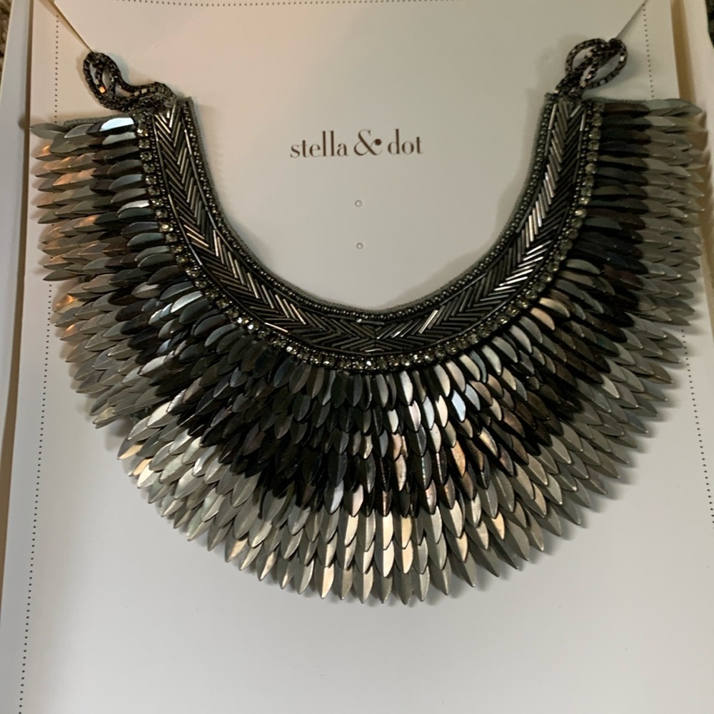 Stella and Dot silver Pegasus bib necklace